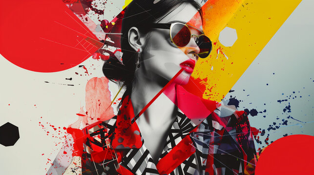 cllage poster woman fashion modern with creative vibrant color.