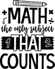 Math The Only Subject That Counts Teacher Vector, Math Quote Illustration Design