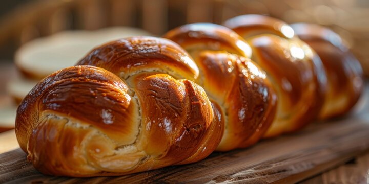 image with traditional Easter dessert of sweet bread. 