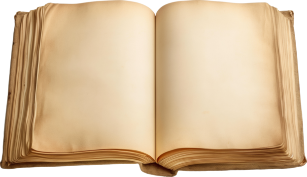 A blank page of an open book in the style of vintage isolated.