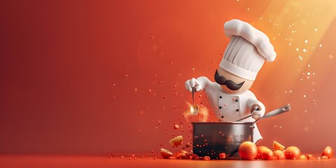 Animated Cooking Pot Stirring Ingredients with Vibrant Culinary Flair and Creativity - Powered by Adobe