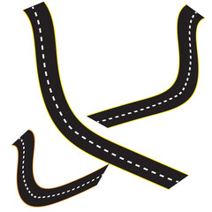 Winding highway road from top view. Flat vector illustration isolated on white background. EPS 10