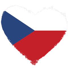 Czechia flag in heart shape isolated on transparent background.