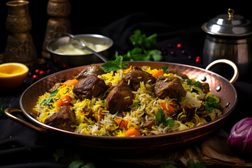 Lamb Biryani, Flavorful and aromatic rice dish made with tender pieces of lamb