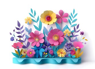 
Cheerful, colorful paper flower arrangement, spring in full bloom