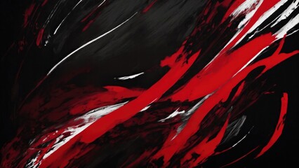 Red and silver ink brush stroke Black background