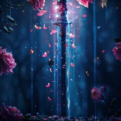 roses and sword of sant jordi april 23rd world book day - obrazy, fototapety, plakaty