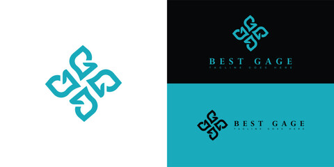 Abstract initial letter BG or GB logo in blue cyan color isolated on multiple background colors. The logo is suitable for real estate and property management business company logo design inspiration