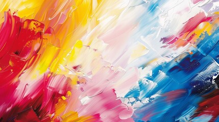 A striking fusion of red, yellow, blue, pink, and white shades creating an eye-catching and vibrant backdrop.