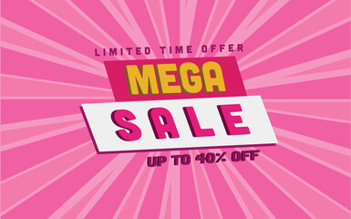 Up to 40% off, template with pink background to use in promotions and product sales
