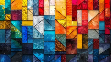 Tuinposter Vibrant Multicolored Glass Wall © yganko