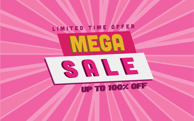 Up to 100% off, template with pink background to use in promotions and product sales