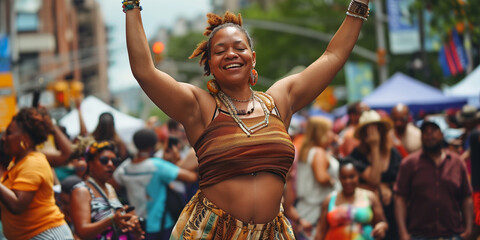 Juneteenth Freedom Day Celebration dance. African American people black lives matter. Juneteenth and african liberation day.  - obrazy, fototapety, plakaty