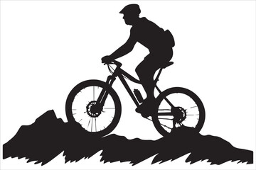 Bicycle riding Silhouette Vector on white background