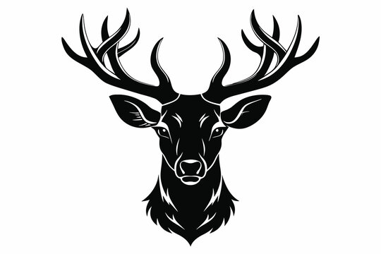 Deer head silhouette white background