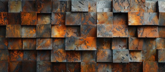 Abstract sheet rusted metal interior design concept