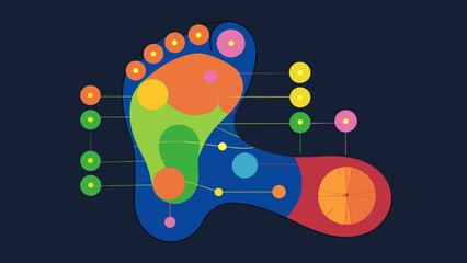Fototapeta premium A detailed view of a reflexology chart with each point on the foot corresponding to different and systems in the body.