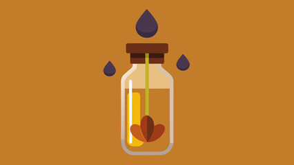  A small glass vial holding drops of potent herbal tincture made from a blend of ginseng astragalus and reishi mushrooms.