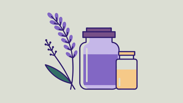  A jar of essential oils and a sprig of lavender representing the use of aromatherapy in holistic healing practices.