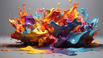 Various colors of oil paints Splashes in many different styles, looks beautiful.