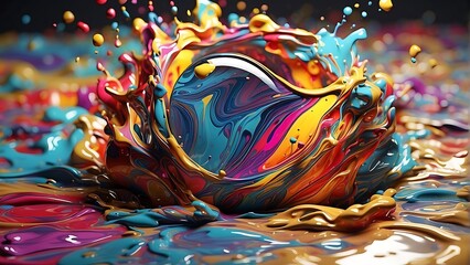 Various colors of oil paints Splashes in many different styles, looks beautiful.