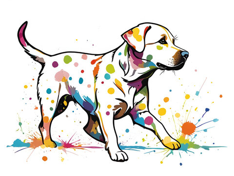 Colorful illustrations of cute pet dog Labrador with a white background