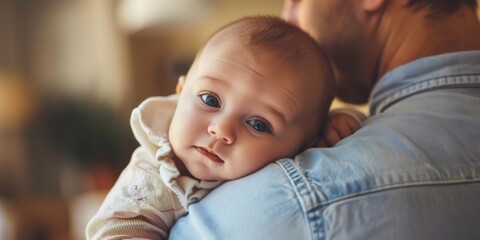 A baby being cradled in their parent's arms. 