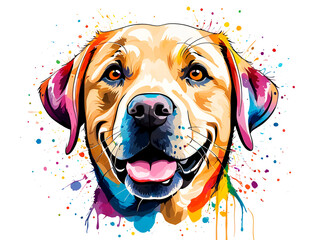 Colorful illustrations of cute pet dog Labrador with a white background