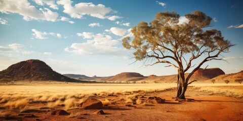Fototapeta na wymiar The striking beauty of the Australian Outback. Weather conditions are dry 