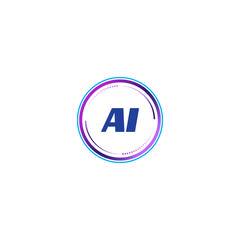 AI creative initial letter flat monogram logo design with White background.Vector logo modern alphabet gradient color frame style.