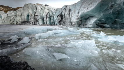 Beautiful Sólheimajökulll glacier landscape in Iceland on March 2024