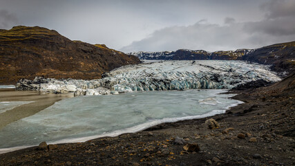 Fototapeta na wymiar The Solheimasandi glacier in Reykjavik, Iceland in 2024