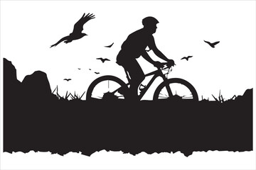 Bicycle riding black Silhouette Vector design white background - obrazy, fototapety, plakaty