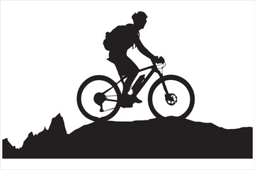 Bicycle riding black Silhouette Vector design white background