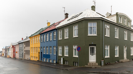 Beautiful icelandic architecture in Reykjavik, Iceland on march 2024