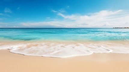 Tropical beach with sand, summer holiday background

