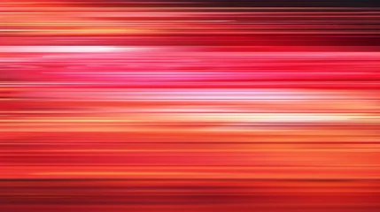 Poster Horizontal lines in shades of red Simulates motion blur from a fast-moving camera. Against a plain white background devoid of text, each line has a different color to convey speed and liveliness. © Saowanee