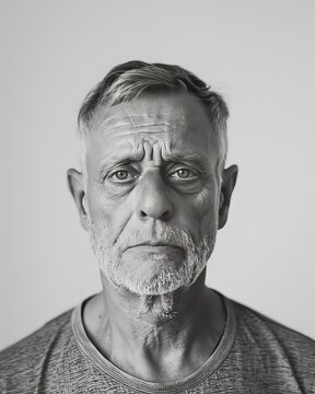 The face of a sad, tired mature man