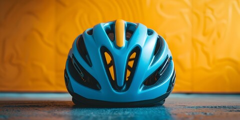 Colorful Bicycle Helmet as Guardian of Grey Matter with Ample Copy Space - obrazy, fototapety, plakaty