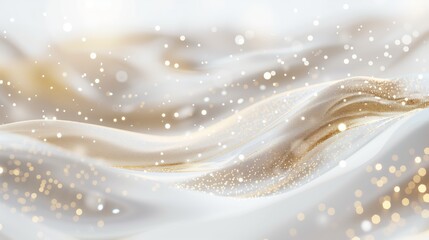 A white waves with golden glittering dots. The gold shimmering particles, luxury,  background,...