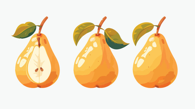 Delicious pear fruit flat cartoon vactor illustration