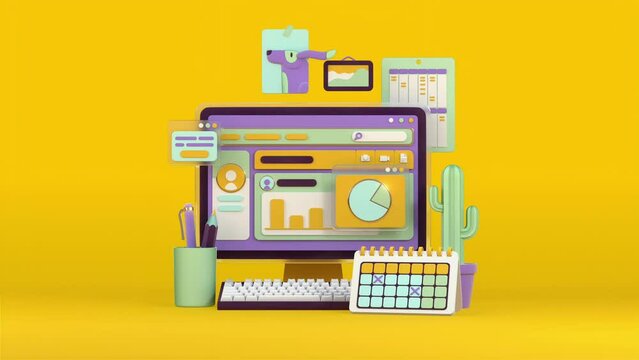 3d rendering of a home office workspace