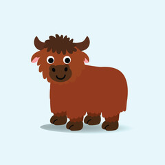 Obraz na płótnie Canvas Brown yak vector illustration.Happy yak cartoon