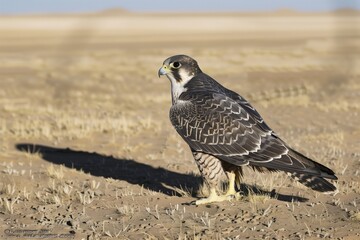 Fototapeta premium falcon casting shadow on a plain field