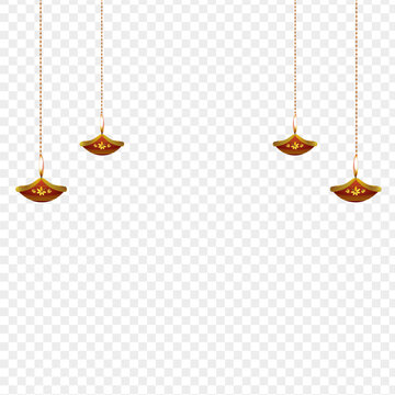 Hanging diya dangler on transparent background