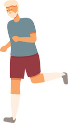 Running senior man icon cartoon vector. Workout healthy. Game person outdoor