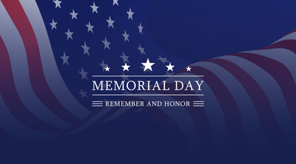 Memorial Day banner with USA flag, vector illustration.
