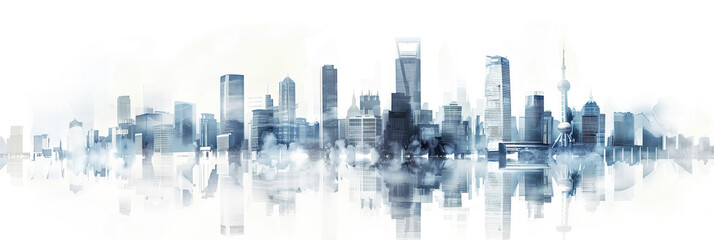 Skyline buildings silhouette,created with Generative AI tecnology. - obrazy, fototapety, plakaty