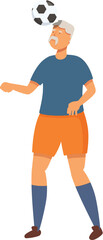 Elderly man head play icon cartoon vector. Soccer outdoor. Person game dance