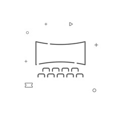 Cinema screen, auditorium simple vector line icon. Symbol, pictogram, sign isolated on white background. Editable stroke. Adjust line weight.